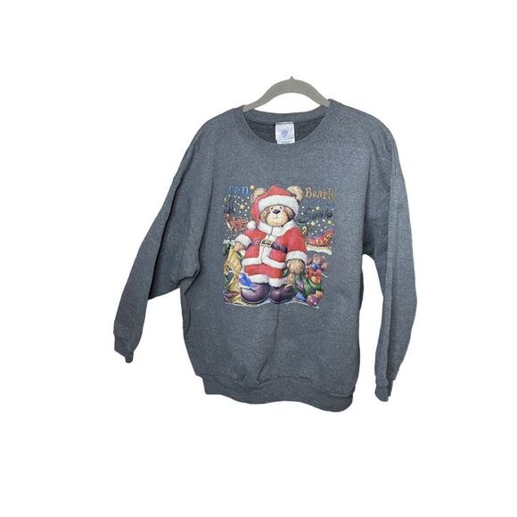 Just my size vintage plus size Christmas teddy bear, Santa sweatshirt, 14/16 - Picture 1 of 5